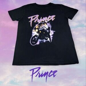 Prince Unisex Purple Rain Motorcycle Graphic T-Shirt Black Small